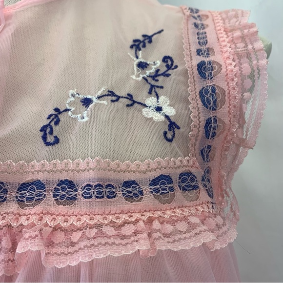 Vintage Floor Length Embroidered and Lace Nightgown - Picture 4 of 7